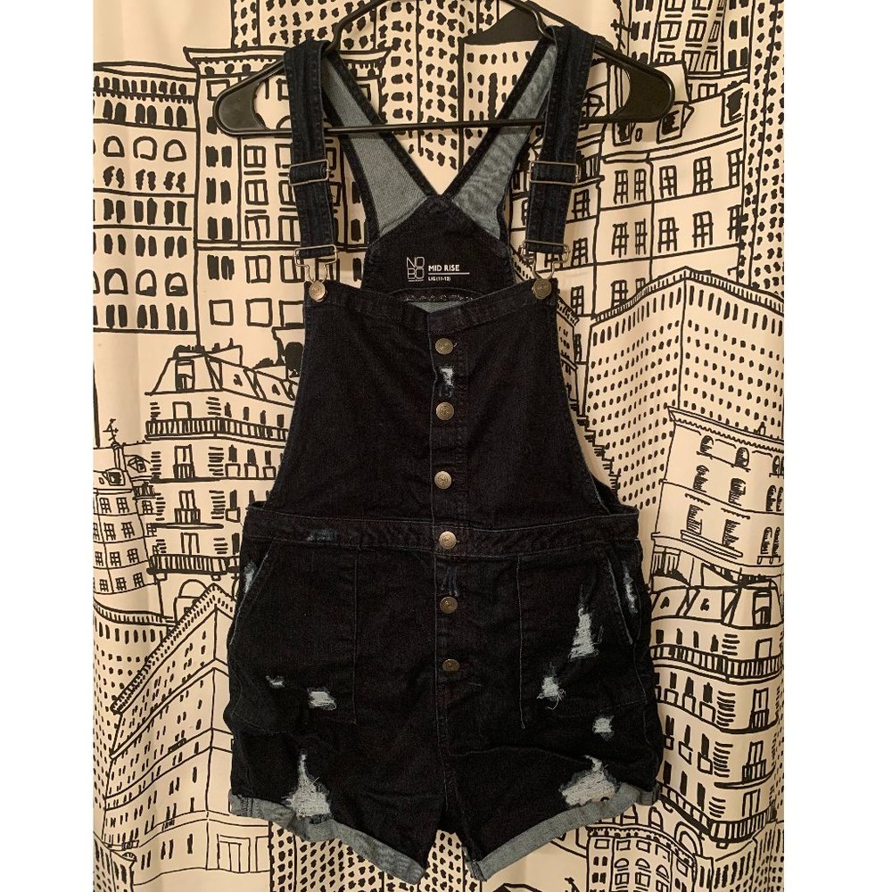 No Boundaries Demin Overall Shorts, Size 11-13